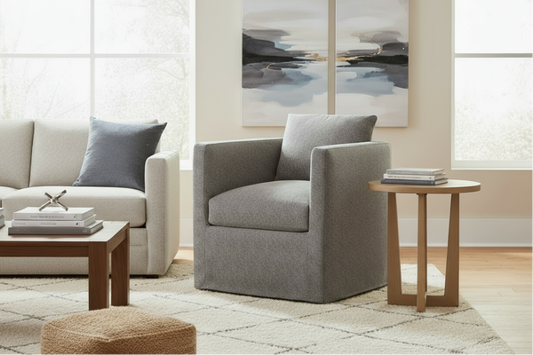 Glenda Contemporary Swivel Accent Chair With Slipcover