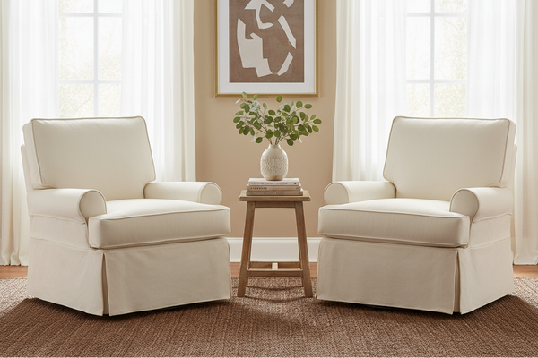 Kayla HERS Casual Slipcovered Swivel Glider Accent Chair