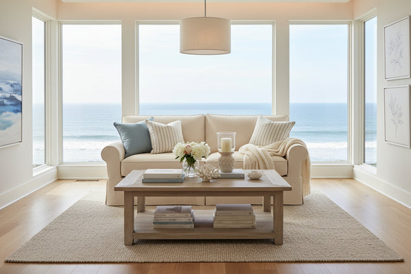 Bethany 76 Inch "Ready To Ship"  Slipcovered Light Brown Full Sleeper Sofa (Photo For Style Only)