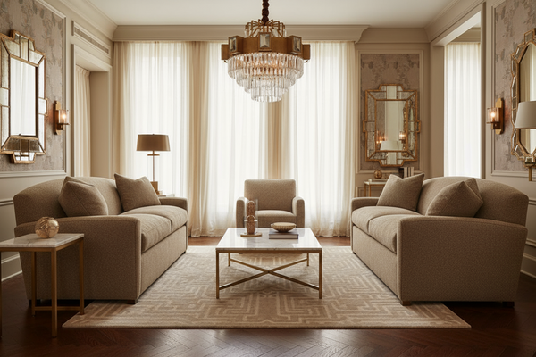 Sloane 73 Inch Apartment Size Two Cushion Fabric Art Deco Sofa