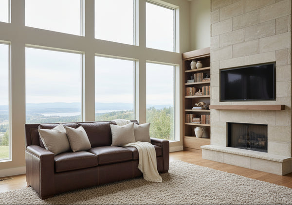 Smith 91 Inch Grand Scale 8-Way Hand Tied Leather Sofa