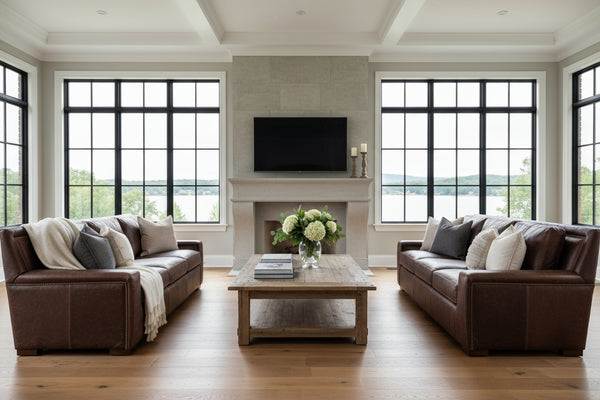 Smith 91 Inch Grand Scale 8-Way Hand Tied Leather Sofa