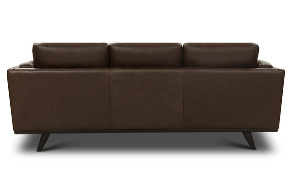Jude 89 Inch Mid-Century Modern Leather Three Cushion Track Arm Sofa