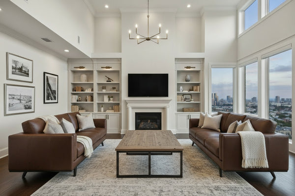 Jude Mid-Century Modern Leather Sofa Collection