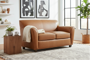 Soho Transitional Style Leather Loveseat