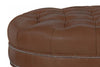 Image of Soren 38 Inch Round Button Tufted Ottoman With Turned Legs