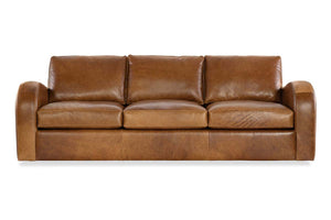 Southampton 85 Inch Three Cushion Rounded Track Arm Leather Sofa