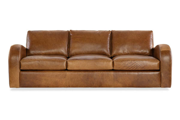Southampton 85 Inch Three Cushion Rounded Track Arm Leather Sofa