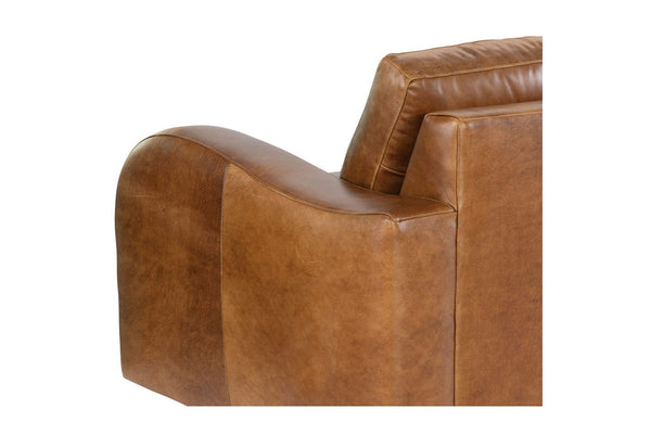 Southampton 98 Inch Three Cushion Rounded Track Arm Leather Sofa