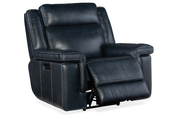 Spencer Cobalt Leather "Quick Ship" Wall Hugger 3-Way Power Recliner