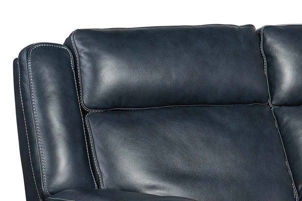 Spencer Cobalt 87 Inch "Quick Ship" ZERO GRAVITY Wall Hugger Power Leather Reclining Sofa