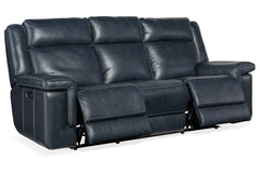 Spencer Cobalt 87 Inch "Quick Ship" ZERO GRAVITY Wall Hugger Power Leather Reclining Sofa