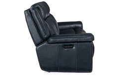 Spencer Cobalt 87 Inch "Quick Ship" ZERO GRAVITY Wall Hugger Power Leather Reclining Sofa