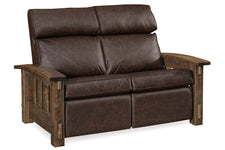 Stockton "Wall Hugger" Roughsawn Mission Style Leather Reclining Loveseat