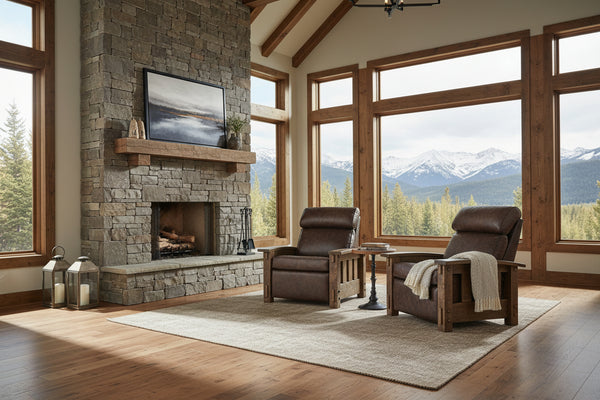 Stockton "Wall Hugger" Roughsawn Mission Style Leather Reclining Chair