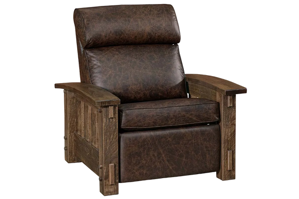 Stockton "WALL HUGGER" Rough Sawn Mission Style Leather Reclining Chair