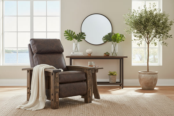 Stockton Roughsawn Mission Style Leather Reclining Chair