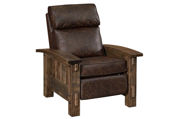 Stockton Rough Sawn Mission Style Leather Reclining Chair
