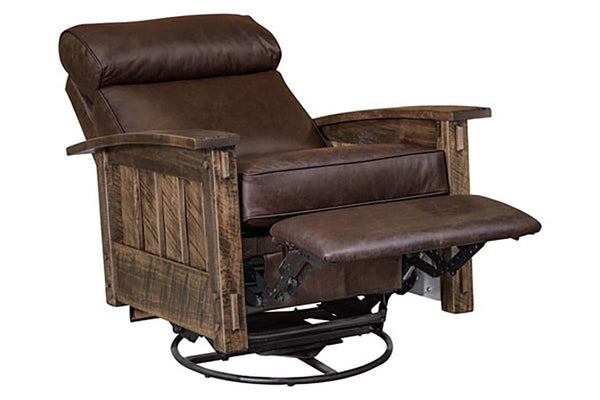 Stockton SWIVEL/GLIDER Rough Sawn Mission Style Leather Reclining Chair