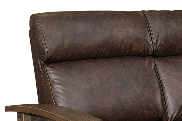 Stockton "Wall Hugger" Roughsawn Mission Style Leather Reclining Sofa
