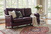 Sullivan 76 Inch Leather Sofa w/ Decorative Antique Brass Nailhead Trim