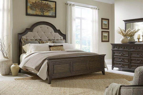 Sutton Queen Or King Saddle Brown Tufted Panel Bed "Create Your Own Bedroom" Collection