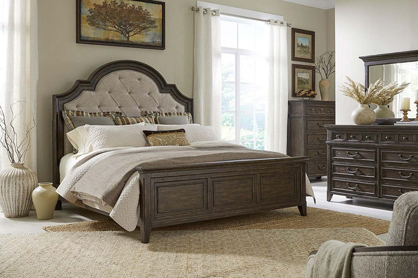 Sutton Queen Or King Saddle Brown Tufted Panel Bed "Create Your Own Bedroom" Collection