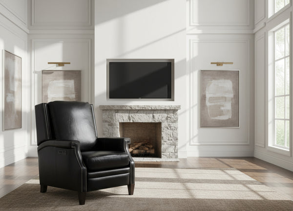 Sylvester Champion Leather "Quick Ship" Pillow Recliner