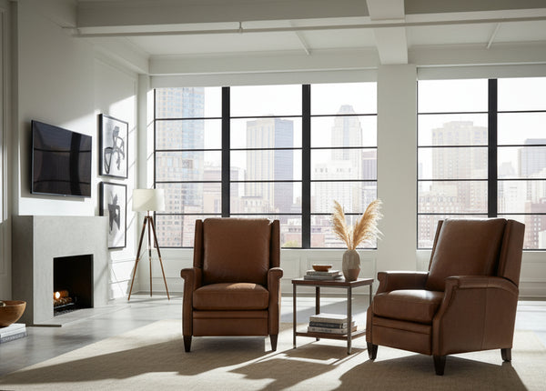 Sylvester Pawn Leather "Quick Ship" Transitional Recliner