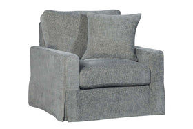 Tatum Mineral Slipcovered **SWIVEL** "Quick Ship" Track Arm Fabric Armchair