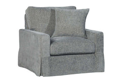 Tatum Mineral Slipcovered **SWIVEL** "Quick Ship" Track Arm Fabric Armchair