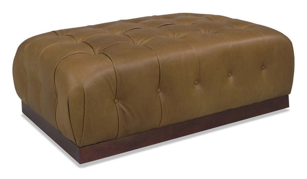 Taylor 54 Inch Long Leather Tufted Coffee Table Ottoman
