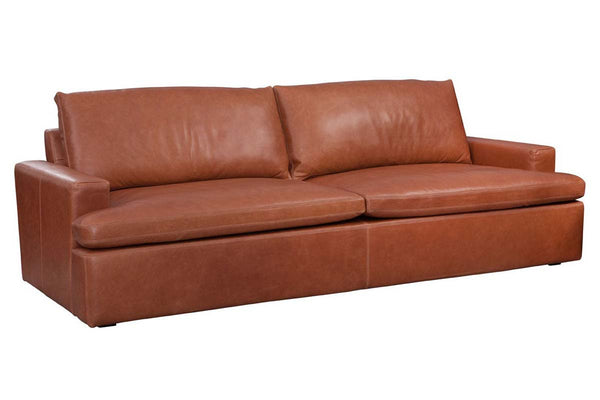 Ted Saddle 97 Inch Quick Ship Modern Top Grain Leather Lounge Sofa