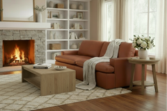 Ted Saddle 97 Inch "Quick Ship" Modern Top Grain Leather Lounge Sofa