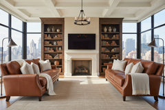 Thaddeus 83 Inch "Quick Ship" Traditional Top Grain Leather Pillow Back Sofa