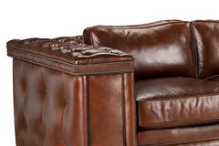 The Duke 107 Inch Pillow Back Leather Grand Scale Sofa w/ Nailhead Trim