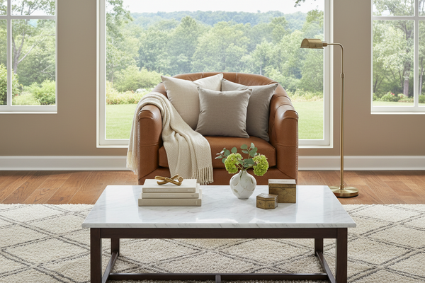Theodore Leather Tufted Swivel Accent Chair