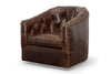 Image of Theodore Leather Tufted Swivel Accent Chair