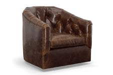 Theodore Leather Tufted Swivel Accent Chair