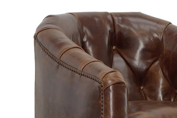 Theodore Leather Tufted Swivel Accent Chair