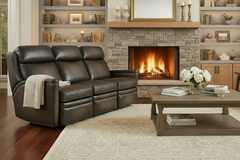 Theron Castle 79 Inch "Quick Ship" ZERO GRAVITY Wall Hugger Power Leather Reclining Sofa