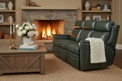 Theron Portal 79 Inch "Quick Ship" ZERO GRAVITY Wall Hugger Power Leather Reclining Sofa