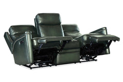 Theron Portal 79 Inch "Quick Ship" ZERO GRAVITY Wall Hugger Power Leather Reclining Sofa