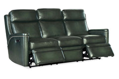 Theron Portal 79 Inch "Quick Ship" ZERO GRAVITY Wall Hugger Power Leather Reclining Sofa