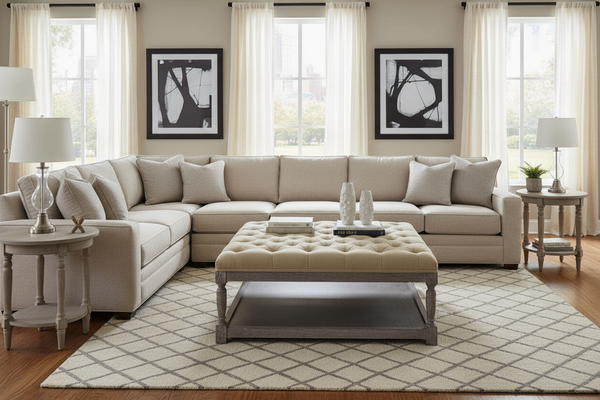 Fergus "Quick Ship" 42 Inch Square Tufted Top Ottoman