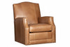 Toby Leather Tight Camelback SWIVEL Accent Chair With Nail Trim