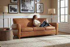 Tribeca XL 96 Inch Rustic Leather Rolled Tight Back Cigar Sofa - Embrace The Finest In Comfort And Quality