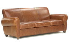 Tribeca XL 93 Inch Rustic Leather Rolled Tight Back Cigar Sofa