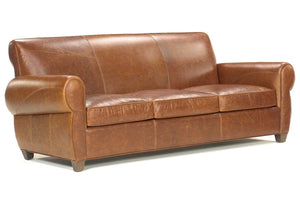 Tribeca XL 93 Inch Rustic Leather Rolled Tight Back Cigar Sofa - Embrace The Finest In Comfort And Quality