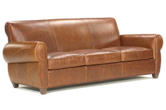 Tribeca XL 93 Inch Rustic Leather Rolled Tight Back Cigar Sofa - Embrace The Finest In Comfort And Quality